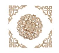 Décoration de porte ronde en bois sculpté floral artistique - Facile à installer - Applique d'inspiration européenne pour décoration murale intérieure - Décoration circulaire facile à installer