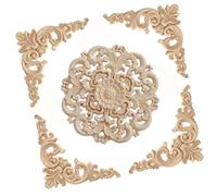 Décoration de porte ronde en bois sculpté floral artistique - Facile à monter - Applique en bois d'inspiration européenne pour décoration murale intérieure - Disque mural rond en bois