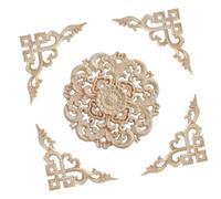 Décoration de porte ronde en bois sculpté floral artistique - Facile à monter - Applique en bois d'inspiration européenne pour décoration murale intérieure - Disque mural rond en bois