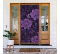 Décoration de porte violette - Bannière de porte de bienvenue saisonnière pour printemps été - Bannière de porche - Fond photo pour intérieur et extérieur - 183 x 90 cm