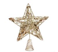 Décoration de pour sommet d'Arbre Étoile Dorée 27cm Décoration | Design élégant, lignes épurées, structure 3D, finition soignée, touche de sophistication(Gold)