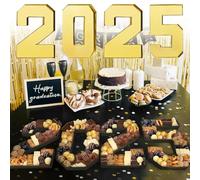 Décoration de remise de diplôme 2025, plateau à saucisses 2025, 25,4 cm, plateau en papier comme décoration de table pour la maternelle, la maternelle, le collège ou le lycée (doré) (doré, 25 cm)