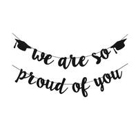 Décoration de remise de diplôme, décoration de bachelor, décoration à suspendre pour remise de diplôme, décoration de remise de diplôme, noir à paillettes We Are So Proud of You, guirlande de fanions