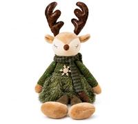 Décoration de Renne de Noël Peluche Poupée de cerf Nordique | Figure de renne en peluche douce avec des détails brodés, tenue tricotée et jambes suspendues pour décoration festive
