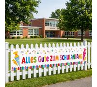 Décoration de rentrée scolaire, bannière « Alles Gute zum Schulrang » - Blanc - 300 x 50 cm - Décoration de rentrée scolaire - Garçon 2026 - Pour rentrée scolaire - Décoration de fête - Décoration