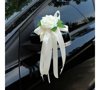 Décoration de rétroviseur de voiture de mariage avec fleurs, nœuds de fleurs artificielles de couleur vintage, idéal pour les rétroviseurs de voiture de mariage, la décoration du cortège nuptial, la d
