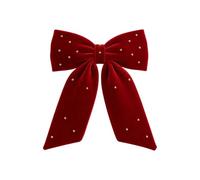 Décoration de ruban de Noël avec texture de velours doux, accents de perles dorées pour cheminée de porte d ' arbre, affichage de vente détail, ruban de Noël en velours, décoration de vacances, porte