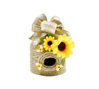 Décoration de ruche en corde faite à la main avec abeilles et tournesols en bois style rustique Décoration de jardin Plateau à étages (D)