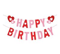 Décoration de Saint-Valentin, banderole joyeux anniversaire, deco romantique bannière d'anniversaire à paillettes, décorations en forme de cœur, bannière à suspendre pour anniversaire, décorations