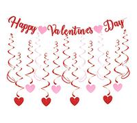 Décoration de Saint-Valentin, bannière « Happy Valentine's Day » et cœurs à suspendre pour la Saint-Valentin, un anniversaire de mariage, une fête prénuptiale, une fête de fiançailles, une décoration