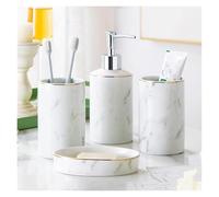 Décoration de Salle de Bain et Ensemble de 4 pièces en céramique for comptoir avec Distributeur Savon et 2 gobelets for Bain Bouche (Emballage boîte) Essentiels pour Chambre d'étudiant