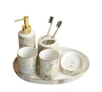 Décoration de Salle de Bain et Lot de 6 distributeurs Savon en céramique, gobelets for Bain Bouche et Porte-brosses à Dents Essentiels pour Chambre d'étudiant