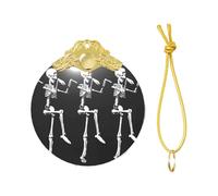 Décoration de sapin de Noël 2025 avec boucle en métal et motif tête de mort squelette articulée pour Halloween