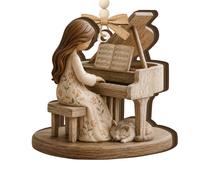 Décoration de sapin de Noël 2026 à double couche en bois à suspendre pour pianiste, enseignant, joueur, étudiant en musique, fille, musicienne, petite-fille, sœur