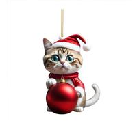 Décoration de sapin de Noël 2D en acrylique avec motif chat amusant - Pendentif à suspendre - Pour échange d'éléphant blanc festif et décoration de vacances