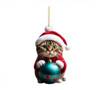 Décoration de sapin de Noël 2D en acrylique avec motif chat amusant - Pendentif à suspendre - Pour échange d'éléphant blanc festif et décoration de vacances