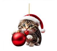 Décoration de sapin de Noël 2D en acrylique avec motif chat amusant - Pendentif à suspendre - Pour échange d'éléphant blanc festif et décoration de vacances