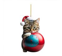 Décoration de sapin de Noël 2D en acrylique avec motif chat amusant - Pendentif à suspendre - Pour échange d'éléphant blanc festif et décoration de vacances