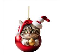 Décoration de sapin de Noël 2D en acrylique avec motif chat amusant - Pendentif à suspendre - Pour échange d'éléphant blanc festif et décoration de vacances