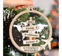 Décoration de sapin de Noël 3D personnalisée sur le thème du voyage 2025, décoration de Noël pour voyageurs, cadeau de vacances pour voyageurs