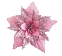 Décoration de sapin de Noël à suspendre - Boule de poinsettia artificielle de 18 cm pour couronne et décoration de vacances (rose)