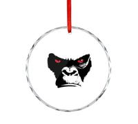 Décoration de sapin de Noël à suspendre en forme de tête de singe aux yeux rouges