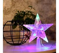 Décoration de sapin de Noël avec 10 LED - Nécessite des piles - 16 x 16 cm - Pentagramme lumineux - Sapin de Noël - Étoile - Pointe du sapin de Noël (lumière colorée, 16 x 16 cm)