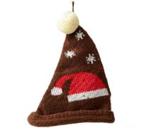 Décoration de sapin de Noël avec chapeau de Noël tricoté à la main en fil, léger pour une suspension facile et design européen (F)