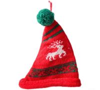 Décoration de sapin de Noël avec chapeau de Noël tricoté à la main en fil, léger pour une suspension facile et design européen (B)