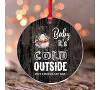 Décoration de sapin de Noël avec inscription « Baby It's Cold Outside » - Décoration graphique en forme de canne à sucre d'orge - Décoration de sapin de Noël personnalisée - Pendentif rond en