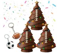 Décoration de sapin de Noël avec lumières colorées et étoile pour arbre, décorations de rugby, décorations de vacances, décorations de Noël, cadeaux de festival (3 pièces)