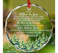 Décoration de sapin de Noël avec nom personnalisé pour beau-père - Ornements en verre de la part de sa belle-fille - Superbe message - Cadeau souvenir pour beau-père