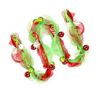 Décoration de sapin de Noël avec perles en ruban rouge et vert en maille polyester pour fête de vacances, décoration de la maison, fournitures de fête