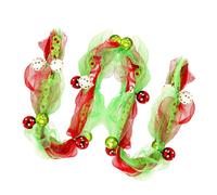 Décoration de sapin de Noël avec perles rouges et vertes en maille polyester pour décoration de la maison facile à installer