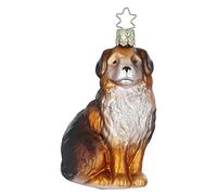 Décoration de sapin de Noël Bouvier bernois - 10,5 cm - Verre soufflé à la bouche peint à la main - Chien à suspendre marron cuivre - Pendentif arbre de Noël - Races de chiens et décorations de sapin