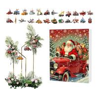 Décoration de sapin de Noël - Compte à rebours de 24 jours - Décoration de véhicule de dessin animé en acrylique 2D - Parfait pour la présentation, à la maison, aux fêtes, en vacances ou lors