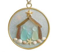 Décoration de sapin de Noël côtière en verre de mer, décoration de Noël côtière pour la maison (B)