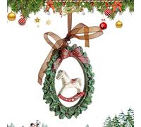 Décoration de sapin de Noël - Couronne en résine - Pendentif rétro festif - Décoration de vacances pour fête, terrasse, extérieur, intérieur, couloir, chambre à coucher, pelouse - Pièce maîtresse