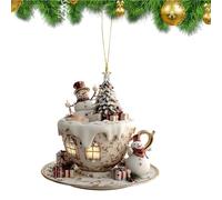 Décoration de sapin de Noël, décoration d'arbre de Noël | Pendentif en acrylique 2D en forme de tasse à café pour intérieur de voiture, chevet, homme et femme, lieu de travail, sac à dos, étagère à