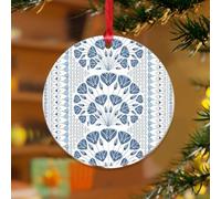 Décoration de sapin de Noël du Caire bleu et riz blanc géométrique Anna French Farmhouse Keepsake Disques en acrylique transparent Corail Floral Euro Chinois Style Pendentif pour décoration d'arbre de