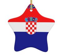 Décoration de sapin de Noël en céramique à suspendre en forme d'étoile avec motif drapeau de la République de Croatie pour ajouter une touche romantique aux festivals ou fêtes