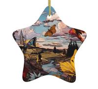 Décoration de sapin de Noël en céramique à suspendre en forme d'étoile et papillons WHJSHOP dans la vallée pour ajouter une touche romantique aux festivals ou fêtes