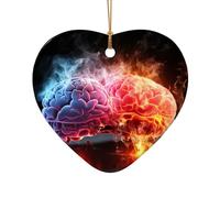 Décoration de sapin de Noël en céramique à suspendre - Motif cerveau gauche et droit