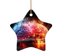 Décoration de sapin de Noël en céramique à suspendre - Motif cerveau gauche et droit