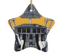Décoration de sapin de Noël en céramique à suspendre Motif WINHGA Avion Cockpit Facile à accrocher pour fête de vacances 7,9 x 7,9 cm