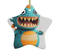 Décoration de sapin de Noël en céramique à suspendre Motif YYHWHJDE Dinosaure Cri avec cordon métallique perforé et doré