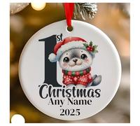Décoration de sapin de Noël en céramique à suspendre pour enfant Motif sceau noir 7 cm