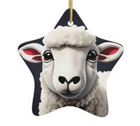 Décoration de sapin de Noël en céramique à suspendre - WHJHBD - Langue de mouton coquine - Imprimé animal mignon - Facile à accrocher pour fête de vacances - 7,9 x 7,9 cm