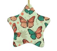 Décoration de sapin de Noël en céramique à suspendre WHJSSF le papillon en vol facile à accrocher pour fête de vacances 7,9 x 7,9 cm