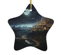 Décoration de sapin de Noël en céramique à suspendre YYHHAOFA avec failles interstellaires imprimées facile à accrocher pour fête de vacances 7,9 x 7,9 cm